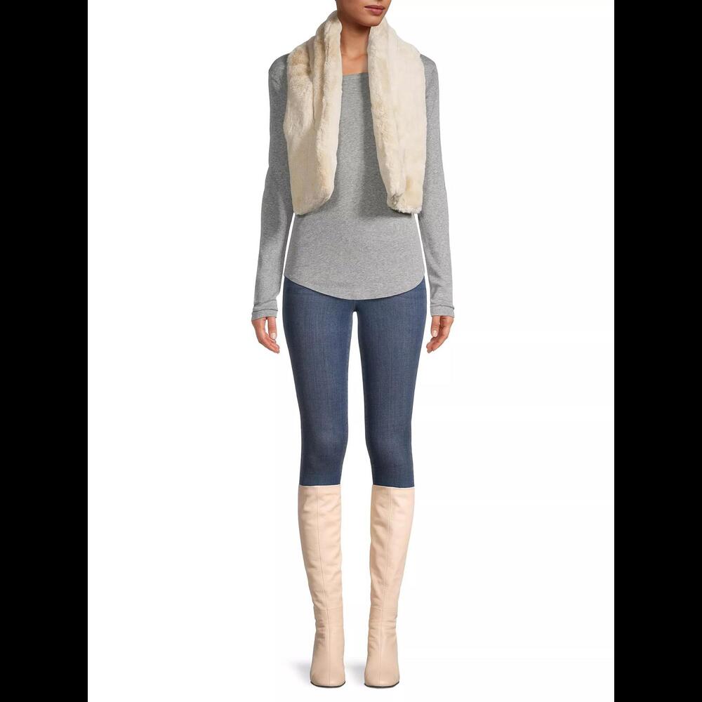 Apparis Luxurious Ivory Faux Fur Scarf Wrap - Picture 2 of 5